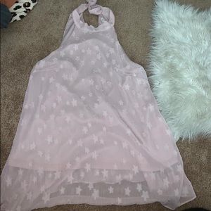 Barely worn pink and star tie around the neck top